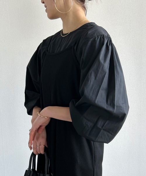Kotoe（コトエ）の「ボリュームスリーブブラウス 長袖 ランタンスリーブ シャツ ホワイト ブラック（シャツ/ブラウス・レディース・ブラック/ホワイト・M/L）」の8枚目の写真