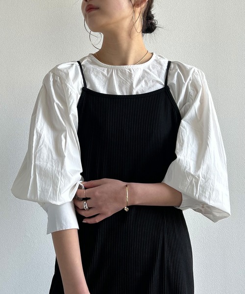 Kotoe（コトエ）の「ボリュームスリーブブラウス 長袖 ランタンスリーブ シャツ ホワイト ブラック（シャツ/ブラウス・レディース・ブラック/ホワイト・M/L）」の13枚目の写真
