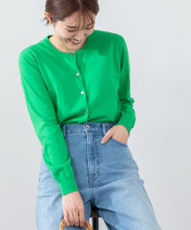 《手洗い可能》GIZA COTTONベーシッククルーカーディガン