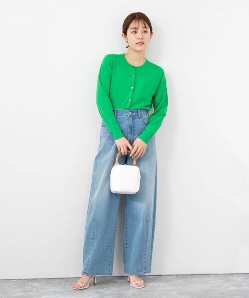 Rie Miller（リエミラー）の「《手洗い可能》GIZA COTTONベーシッククルーカーディガン（カーディガン/ボレロ・レディース・レッド/ブラウン/グリーン/チャコールグレー・38/36）」の12枚目の写真