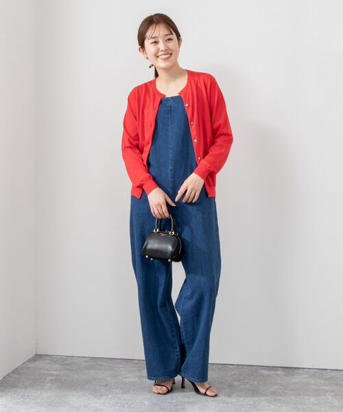 Rie Miller（リエミラー）の「《手洗い可能》GIZA COTTONベーシッククルーカーディガン（カーディガン/ボレロ・レディース・レッド/ブラウン/グリーン/チャコールグレー・38/36）」の17枚目の写真