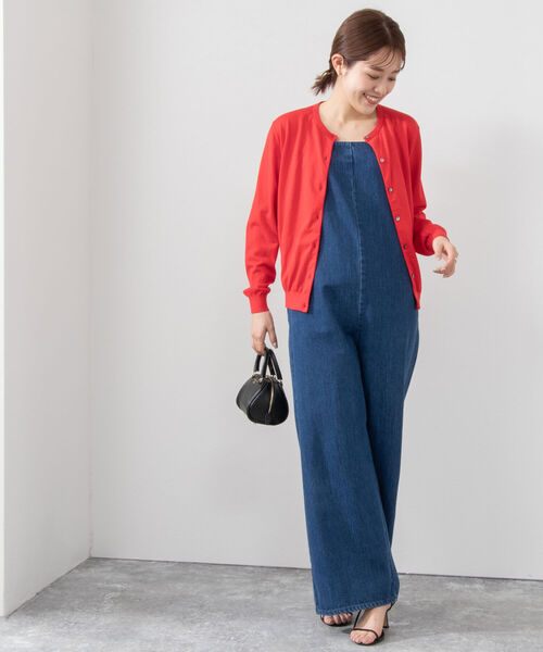 Rie Miller（リエミラー）の「《手洗い可能》GIZA COTTONベーシッククルーカーディガン（カーディガン/ボレロ・レディース・レッド/ブラウン/グリーン/チャコールグレー・38/36）」の18枚目の写真