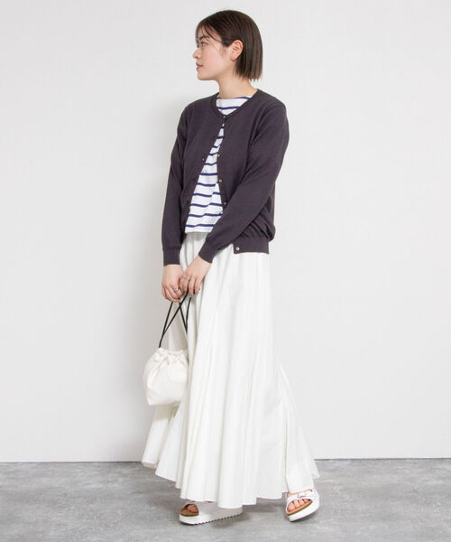 Rie Miller（リエミラー）の「《手洗い可能》GIZA COTTONベーシッククルーカーディガン（カーディガン/ボレロ・レディース・レッド/ブラウン/グリーン/チャコールグレー・38/36）」の22枚目の写真