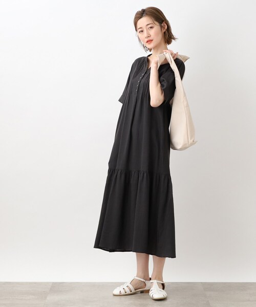 grove(グローブ)の「◆ナチュラル美人!リネン混ヨーロピアンリネンワンピース(ワンピース・レディース・ブラック/ライトベージュ/ブルー/イエロー・02/03/01/04/05)」の5枚目の写真