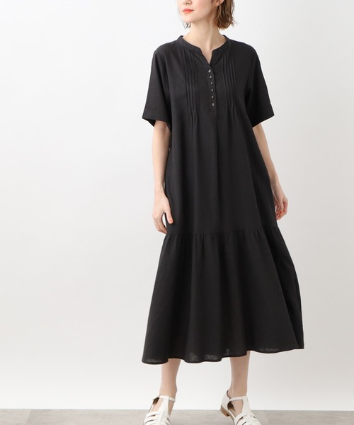 grove(グローブ)の「◆ナチュラル美人!リネン混ヨーロピアンリネンワンピース(ワンピース・レディース・ブラック/ライトベージュ/ブルー/イエロー・02/03/01/04/05)」の2枚目の写真