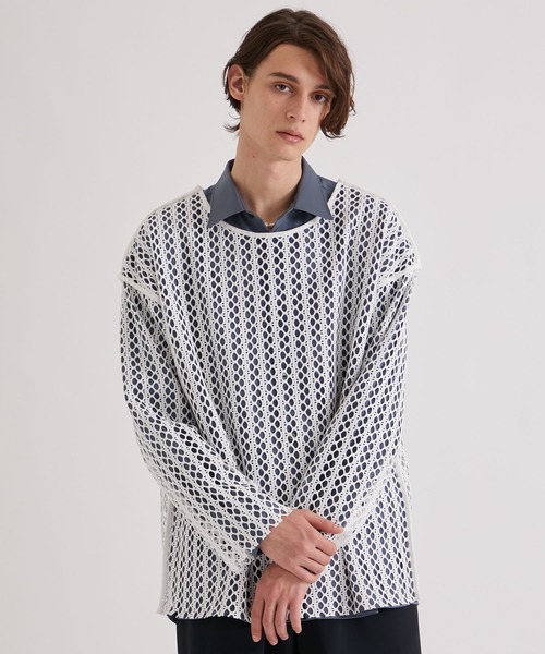 UNITED TOKYO(ユナイテッドトウキョウ)の「クロシェライクメッシュボートPO(Tシャツ/カットソー・メンズ・ホワイト/ダークブルー/ブラック・1/2)」の13枚目の写真