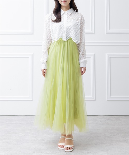 clear(クリア)の「×チュールフレアスカート(スカート・レディース・グリーン系その他/アイボリー/シルバー/イエロー・F)」の16枚目の写真
