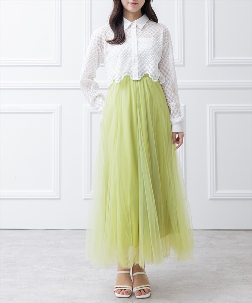clear(クリア)の「×チュールフレアスカート(スカート・レディース・グリーン系その他/アイボリー/シルバー/イエロー・F)」の18枚目の写真