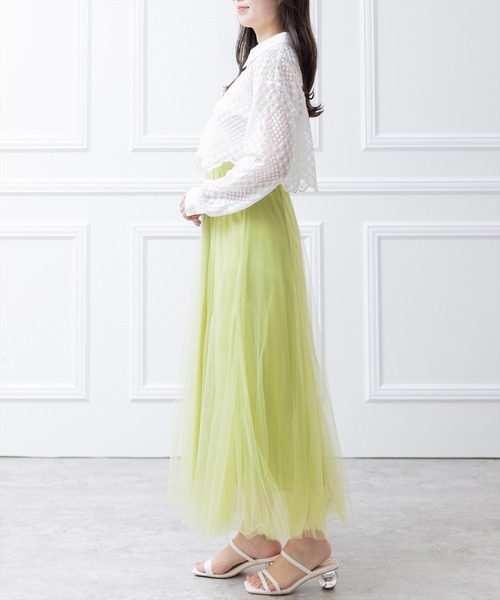 clear(クリア)の「×チュールフレアスカート(スカート・レディース・グリーン系その他/アイボリー/シルバー/イエロー・F)」の19枚目の写真