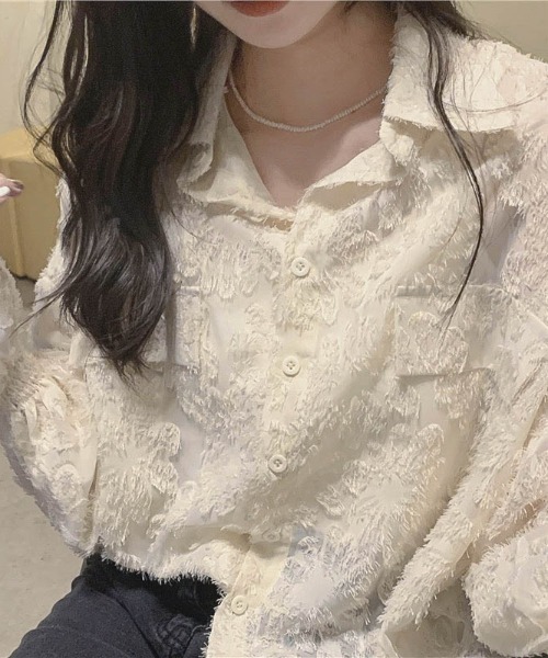 Sibra(シブラ)の「シアーシャツ(シャツ/ブラウス・レディース・ピンク/アイボリー/ブラック/ホワイト・M)」の12枚目の写真