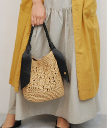 カシュカシュ cachecache / 下がりグログラン柄編みワンハンドルクロッシェトート