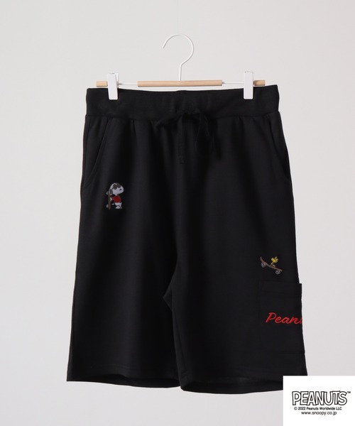 PEANUTS(ピーナッツ)の「PEANUTS スヌーピー ミニ裏毛 スウェット ハーフパンツ(スウェットパンツ・レディース・杢グレー/グリーン/ブラック・L/M/LL)」の2枚目の写真