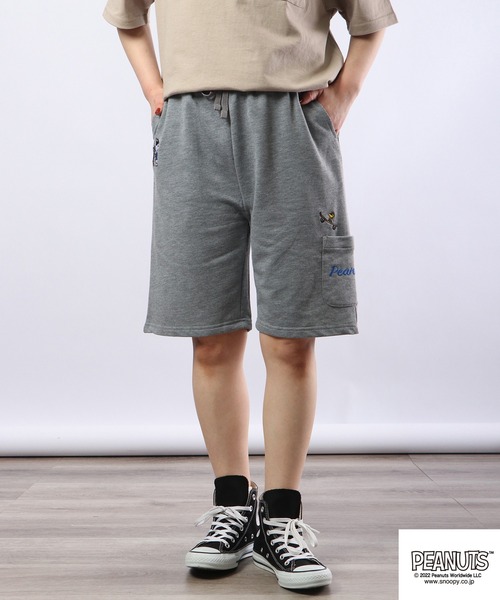 PEANUTS(ピーナッツ)の「PEANUTS スヌーピー ミニ裏毛 スウェット ハーフパンツ(スウェットパンツ・レディース・杢グレー/グリーン/ブラック・L/M/LL)」の6枚目の写真