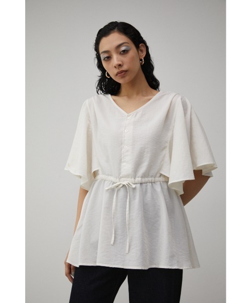 AZUL by moussy(アズールバイマウジー)の「FLARE SLEEVE PEPLUM BLOUSE/フレアスリーブペプラムブラウス(Tシャツ/カットソー・レディース・オレンジ/ホワイト/ブラック・MEDIUM/SMALL)」の5枚目の写真