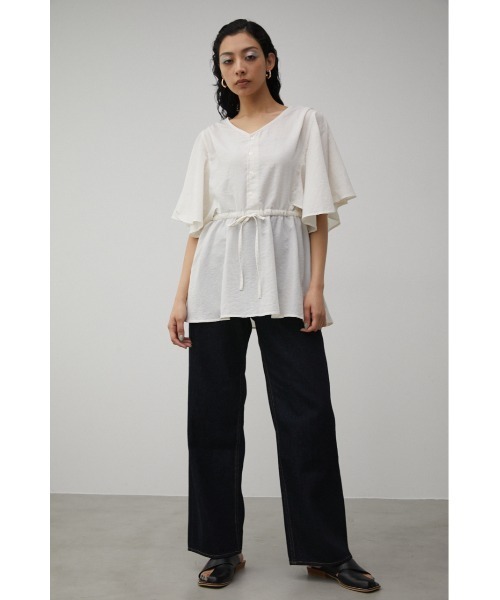 AZUL by moussy(アズールバイマウジー)の「FLARE SLEEVE PEPLUM BLOUSE/フレアスリーブペプラムブラウス(Tシャツ/カットソー・レディース・オレンジ/ホワイト/ブラック・MEDIUM/SMALL)」の6枚目の写真