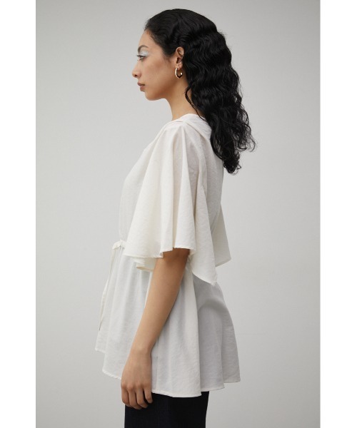 AZUL by moussy(アズールバイマウジー)の「FLARE SLEEVE PEPLUM BLOUSE/フレアスリーブペプラムブラウス(Tシャツ/カットソー・レディース・オレンジ/ホワイト/ブラック・MEDIUM/SMALL)」の8枚目の写真