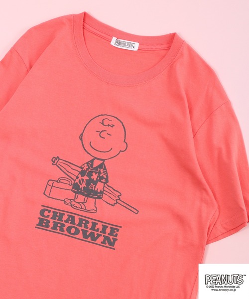 PEANUTS（ピーナッツ）の「PEANUTS スヌーピー アロハ柄 Tシャツ 半袖（Tシャツ/カットソー・レディース・カーキ/グレー系その他/アイボリー/ピンク系その他/グレイッシュベージュ/チャコールグレー/クリーム/グレイッシュブルー/グリーン/ホワイト系その他/ネイビー/ベージュ・M/L/LL）」の12枚目の写真