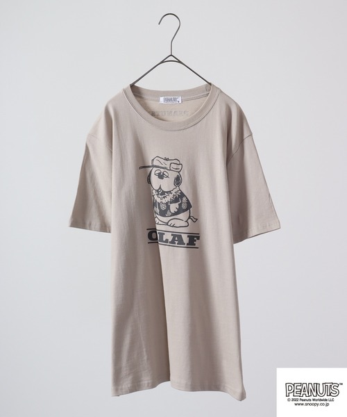 PEANUTS（ピーナッツ）の「PEANUTS スヌーピー アロハ柄 Tシャツ 半袖（Tシャツ/カットソー・レディース・カーキ/グレー系その他/アイボリー/ピンク系その他/グレイッシュベージュ/チャコールグレー/クリーム/グレイッシュブルー/グリーン/ホワイト系その他/ネイビー/ベージュ・M/L/LL）」の8枚目の写真