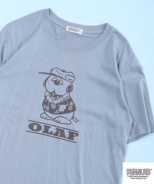 PEANUTS（ピーナッツ）の「PEANUTS スヌーピー アロハ柄 Tシャツ 半袖（Tシャツ/カットソー・レディース・カーキ/グレー系その他/アイボリー/ピンク系その他/グレイッシュベージュ/チャコールグレー/クリーム/グレイッシュブルー/グリーン/ホワイト系その他/ネイビー/ベージュ・M/L/LL）」の11枚目の写真
