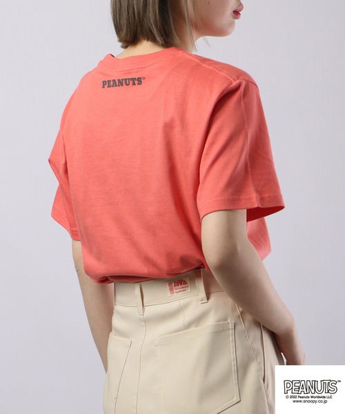 PEANUTS（ピーナッツ）の「PEANUTS スヌーピー アロハ柄 Tシャツ 半袖（Tシャツ/カットソー・レディース・カーキ/グレー系その他/アイボリー/ピンク系その他/グレイッシュベージュ/チャコールグレー/クリーム/グレイッシュブルー/グリーン/ホワイト系その他/ネイビー/ベージュ・M/L/LL）」の15枚目の写真