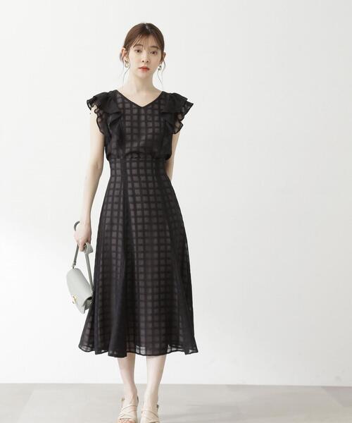 PROPORTION BODY DRESSING（プロポーションボディドレッシング）の「モノトーンシアーチェックフレアスカート / 1213220601（スカート・レディース・ブラック/ブラック系その他/ホワイト系その他・SMALL/MEDIUM）」の4枚目の写真