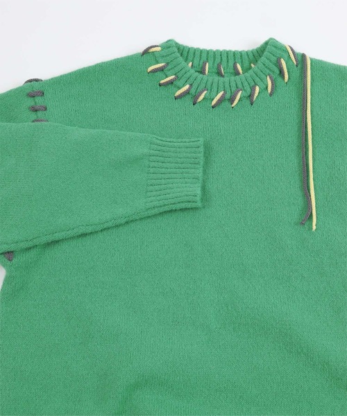 miette（ミエット）の「配色ｽﾃｯﾁｵｰﾊﾞｰｻｲｽﾞﾆｯﾄ（ニット/セーター・レディース・ピンク/グリーン/ブラック/アイボリー・FREE）」の10枚目の写真