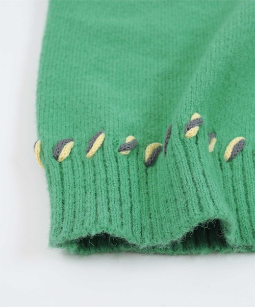 miette（ミエット）の「配色ｽﾃｯﾁｵｰﾊﾞｰｻｲｽﾞﾆｯﾄ（ニット/セーター・レディース・ピンク/グリーン/ブラック/アイボリー・FREE）」の12枚目の写真