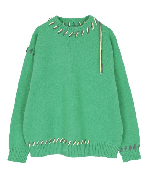 miette（ミエット）の「配色ｽﾃｯﾁｵｰﾊﾞｰｻｲｽﾞﾆｯﾄ（ニット/セーター・レディース・ピンク/グリーン/ブラック/アイボリー・FREE）」の17枚目の写真