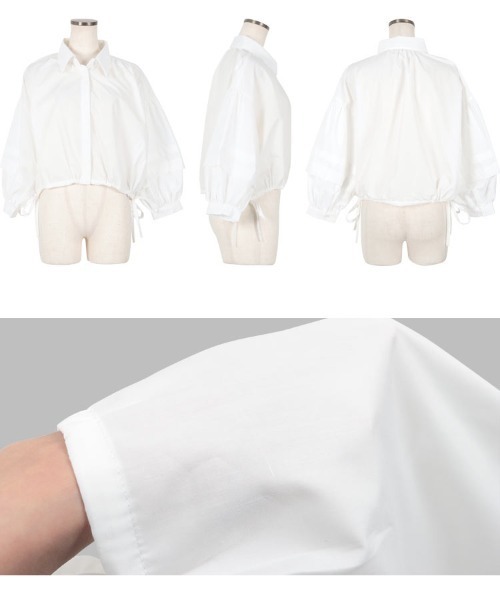 KOBE LETTUCE(コウベレタス)の「裾ブラウジング7分袖ショート丈シャツ(シャツ/ブラウス・レディース・ブルー系その他/イエロー/オフホワイト・M)」の13枚目の写真