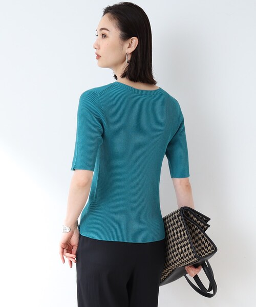 INDIVI(インディヴィ)の「◆【洗える/日本製】リネン混ニットトップス(ニット/セーター・レディース・ブルー/ブラック/ライトグレー/ダークブラウン・05/38)」の5枚目の写真