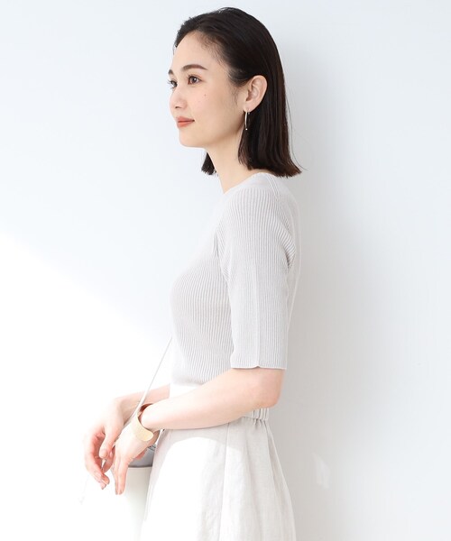 INDIVI(インディヴィ)の「◆【洗える/日本製】リネン混ニットトップス(ニット/セーター・レディース・ブルー/ブラック/ライトグレー/ダークブラウン・05/38)」の7枚目の写真