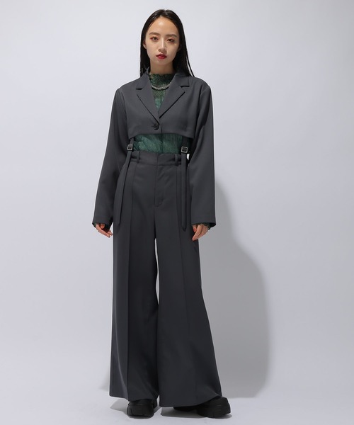 HARE（ハレ）の「2WAYベルトツキジャケット＊ワイドフレアパンツ SETUP