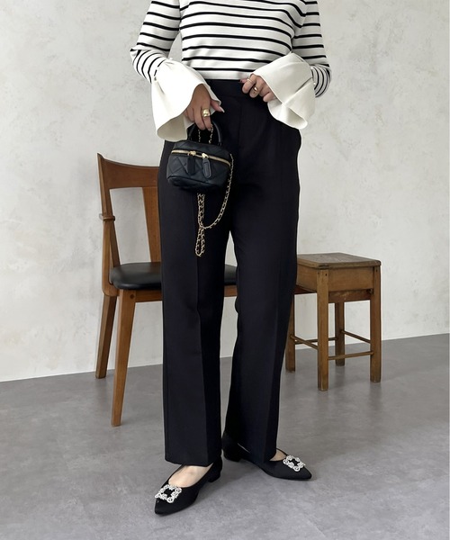 prose verse（プロズヴェール）の「スリムラインひざ下ストレートパンツ（スラックス・レディース・ブラック/グレイッシュベージュ/ネイビー・MEDIUM/LARGE/MP/LP）」の5枚目の写真