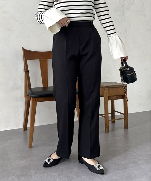 prose verse（プロズヴェール）の「スリムラインひざ下ストレートパンツ（スラックス・レディース・ブラック/グレイッシュベージュ/ネイビー・MEDIUM/LARGE/MP/LP）」の6枚目の写真