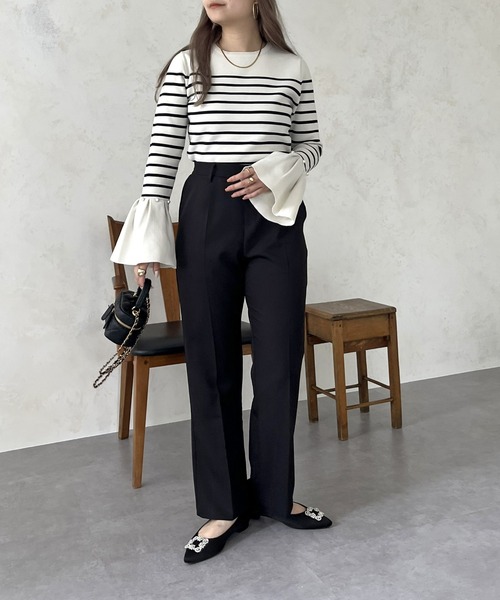 prose verse（プロズヴェール）の「スリムラインひざ下ストレートパンツ（スラックス・レディース・ブラック/グレイッシュベージュ/ネイビー・MEDIUM/LARGE/MP/LP）」の7枚目の写真