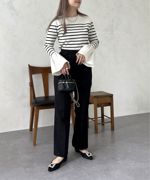 prose verse（プロズヴェール）の「スリムラインひざ下ストレートパンツ（スラックス・レディース・ブラック/グレイッシュベージュ/ネイビー・MEDIUM/LARGE/MP/LP）」の9枚目の写真