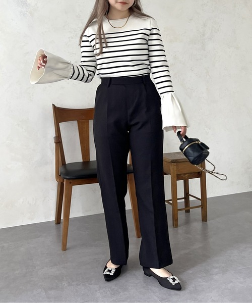 prose verse（プロズヴェール）の「スリムラインひざ下ストレートパンツ（スラックス・レディース・ブラック/グレイッシュベージュ/ネイビー・MEDIUM/LARGE/MP/LP）」の11枚目の写真