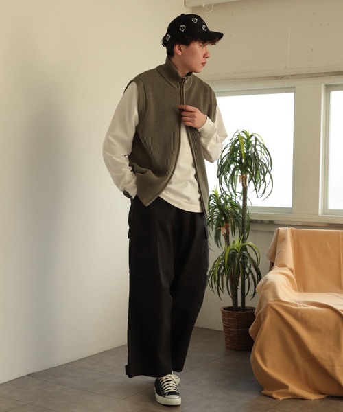 SENSE OF PLACE by URBAN RESEARCH（センスオブプレイスバイアーバンリサーチ）の「ウォッシュドカーゴワイドパンツ（その他パンツ・メンズ・ブラック/オリーブ・MEDIUM/LARGE）」の9枚目の写真