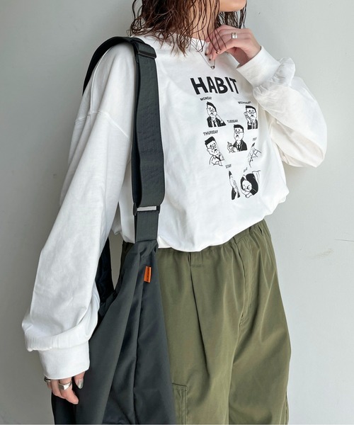 CPCM(シーピーシーエム)の「7daysおじさんロンT(Tシャツ/カットソー・レディース・ブラック/オフホワイト/アイボリー・FREE)」の9枚目の写真