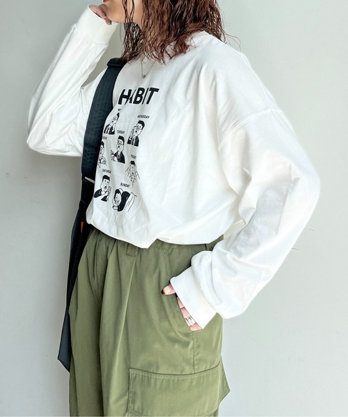 CPCM(シーピーシーエム)の「7daysおじさんロンT(Tシャツ/カットソー・レディース・ブラック/オフホワイト/アイボリー・FREE)」の11枚目の写真