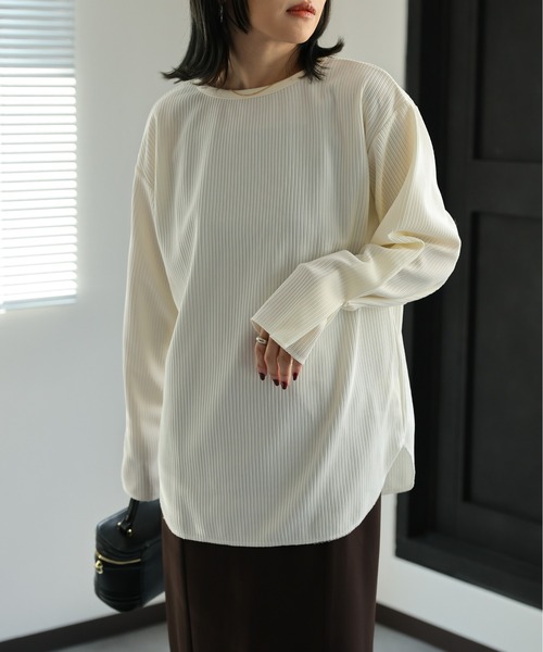 ap retro(アプレトロ)の「デザインスリーブプルオーバー /長袖カット/ロンT(Tシャツ/カットソー・レディース・アイボリー/ブラック・MEDIUM)」の3枚目の写真