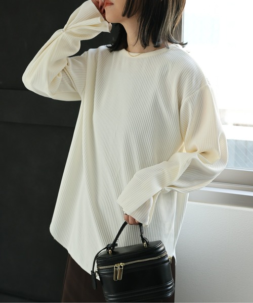 ap retro(アプレトロ)の「デザインスリーブプルオーバー /長袖カット/ロンT(Tシャツ/カットソー・レディース・アイボリー/ブラック・MEDIUM)」の4枚目の写真