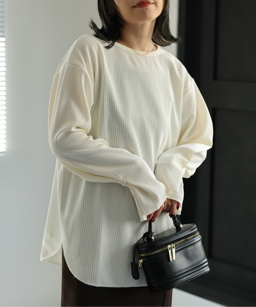 ap retro(アプレトロ)の「デザインスリーブプルオーバー /長袖カット/ロンT(Tシャツ/カットソー・レディース・アイボリー/ブラック・MEDIUM)」の9枚目の写真