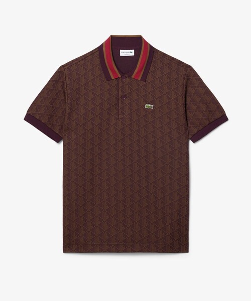 LACOSTE(ラコステ)の「モノグラムジャカード半袖ポロシャツ(ポロシャツ・メンズ・ダークグリーン/ネイビー/レッド/ライトブルー/グリーン/ベージュ/ブルー/ブラック/グレイッシュブルー/ブラウン/アーミー/グレー/ライトベージュ/アクア/ダークブラウン・5/6/4/3/2)」の3枚目の写真