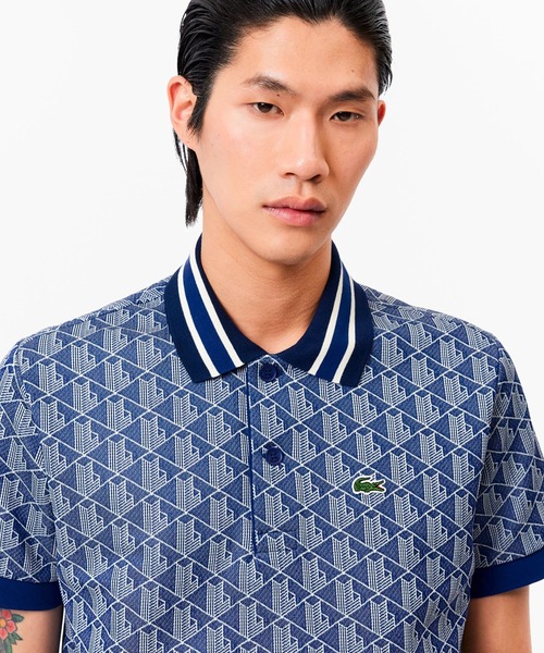LACOSTE　ラコステ　ポロシャツ　モノグラム　ジャガード モノグラムジャカードコットンニットポロシャツ DF0849