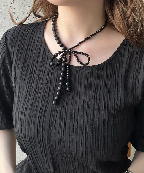 cuorequal（クオレコール）の「リボンパールネックレス（ネックレス・レディース・ホワイト/ブラック・FREE）」の13枚目の写真