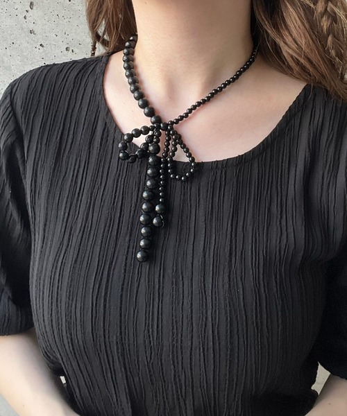 cuorequal（クオレコール）の「リボンパールネックレス（ネックレス・レディース・ホワイト/ブラック・FREE）」の15枚目の写真