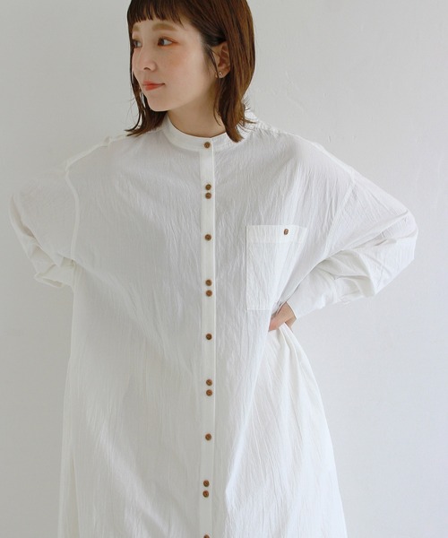 Crisp（クリスプ）の「プレイフルロングシャツワンピース（ワンピース・レディース・ベージュ/マスタード/ホワイト・FREE）」の6枚目の写真