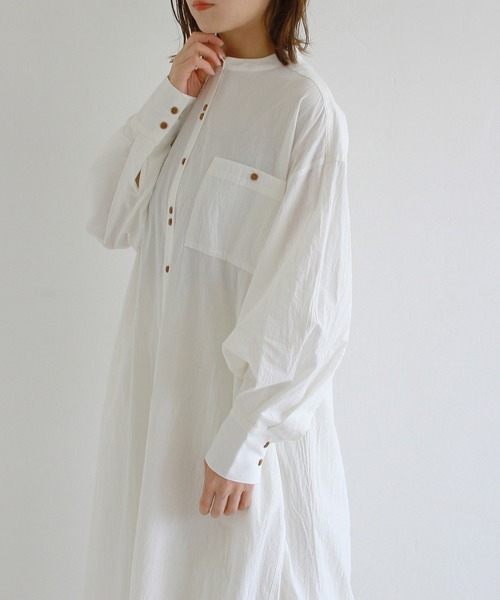 Crisp（クリスプ）の「プレイフルロングシャツワンピース（ワンピース・レディース・ベージュ/マスタード/ホワイト・FREE）」の7枚目の写真