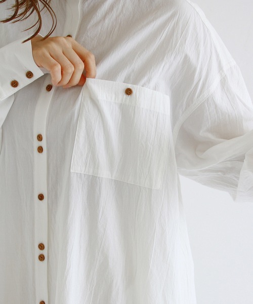 Crisp（クリスプ）の「プレイフルロングシャツワンピース（ワンピース・レディース・ベージュ/マスタード/ホワイト・FREE）」の8枚目の写真